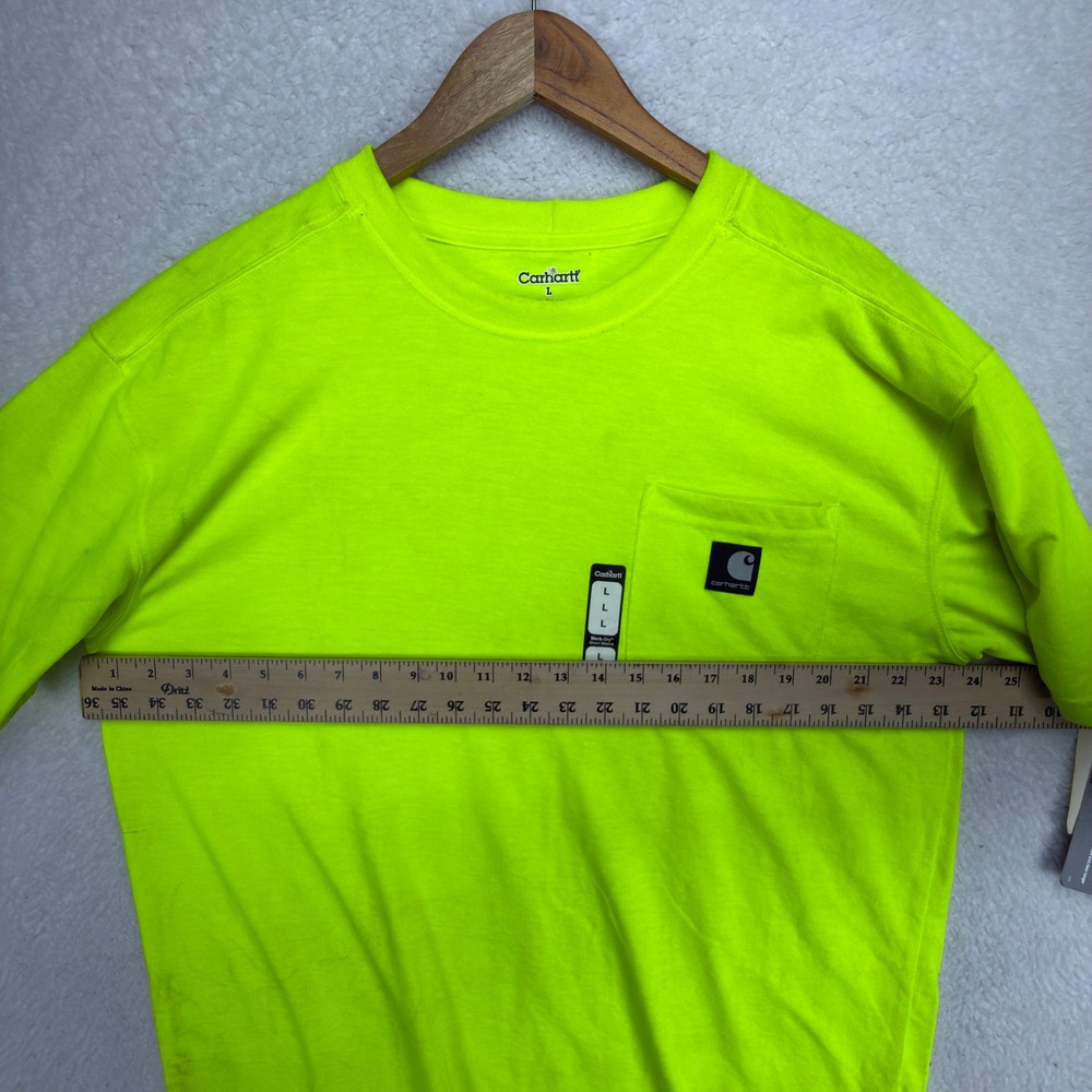 Carhartt Mens Work-Dry Short Sleeve Pocket T-Shirt Neon Yellow Green Large L NWT - Picture 6 of 16